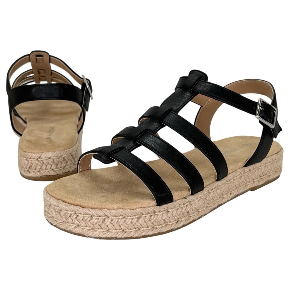 Sun + Stone Rykerr Black Faux Leather Womens Platform Sandals Size 8M - Picture 9 of 10